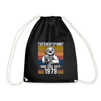 Faultier Geburtstag 1979 Geboren Jahrgang 1979 - Turnbeutel - Schwarz - Vorne
