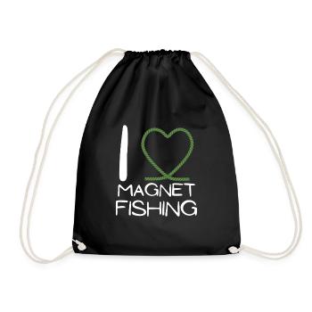 Magnet Fishing Magnet Fisher Fisherman - Turnbeutel - Schwarz - Vorne