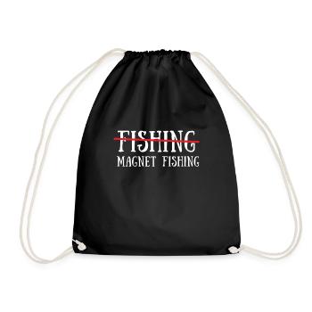 Magnet Fishing Magnet Fisher Fisherman - Drawstring Bag - black - Front