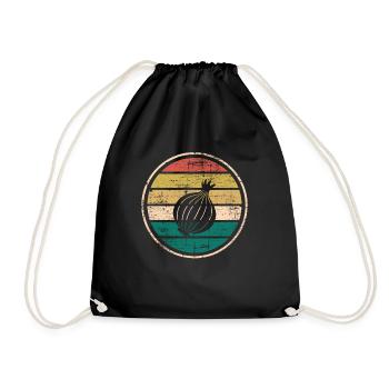 Onion Lover Retro Vegetables Vegan Gift idea - Drawstring Bag - black - Front