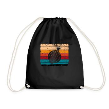 Onion Lover Retro Vegetables Vegan Gift idea - Turnbeutel - Schwarz - Vorne