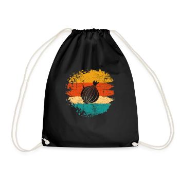Onion Lover Retro Vegetables Vegan Gift idea - Turnbeutel - Schwarz - Vorne
