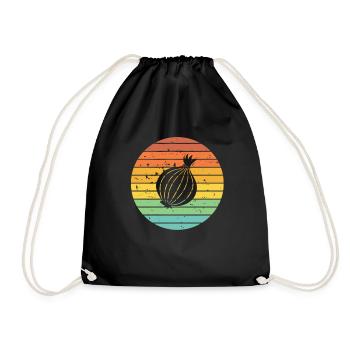 Onion Lover Retro Vegetables Vegan Gift idea - Turnbeutel - Schwarz - Vorne