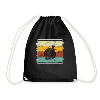 Onion Lover Retro Vegetables Vegan Gift idea - Turnbeutel - Schwarz - Vorne