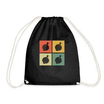 Onion Lover Retro Vegetables Vegan Gift idea - Turnbeutel - Schwarz - Vorne