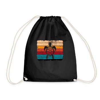 Turtle Retro Animal Sea Reptile Gift idea - Drawstring Bag - black - Front