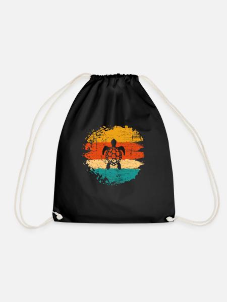 Turtle Retro Animal Sea Reptile Gift idea - Turnbeutel - Schwarz