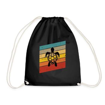 Turtle Retro Animal Sea Reptile Gift idea - Drawstring Bag - black - Front