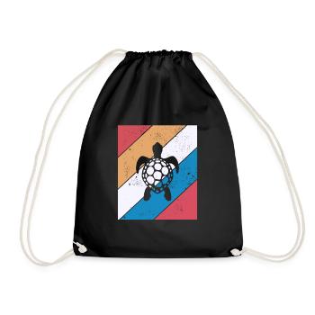 Turtle Retro Animal Sea Reptile Gift idea - Drawstring Bag - black - Front