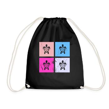 Turtle Retro Animal Sea Reptile Gift idea - Drawstring Bag - black - Front