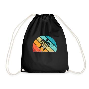 Turtle Retro Animal Sea Reptile Gift idea - Drawstring Bag - black - Front