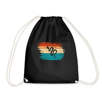 Snake Retro Reptile Python Gift idea - Drawstring Bag - black - Front