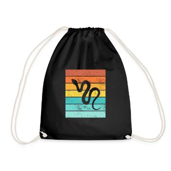 Snake Retro Reptile Python Gift idea - Drawstring Bag - black - Front