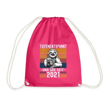 Faultier Geburtstag 2021 Geboren Jahrgang 2021 - Turnbeutel - Fuchsia - Vorne
