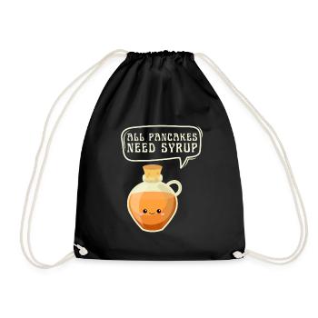 Syrup For Pancakes Flipping Flapjack Breakfast - Drawstring Bag - black - Front