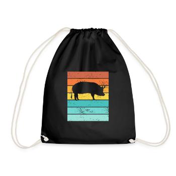Pig Animal Retro Pet Farm Idée cadeau - Sac de sport léger - noir - Devant