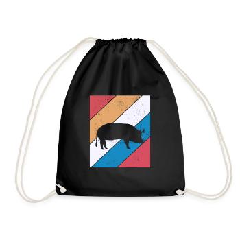 Pig Animal Retro Pet Farm Idée cadeau - Sac de sport léger - noir - Devant