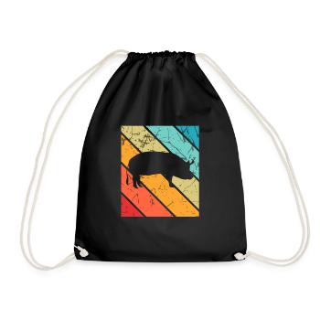 Pig Animal Retro Pet Farm Gift idea - Drawstring Bag - black - Front