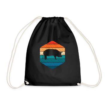 Pig Animal Retro Pet Farm Idée cadeau - Sac de sport léger - noir - Devant