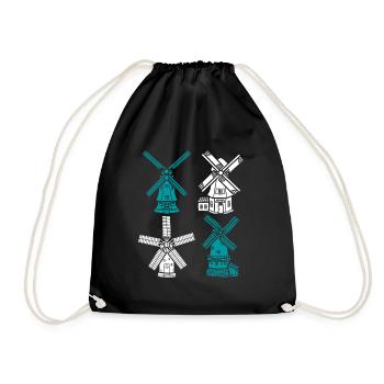 Netherlands Holland Windmill - Drawstring Bag - black - Front