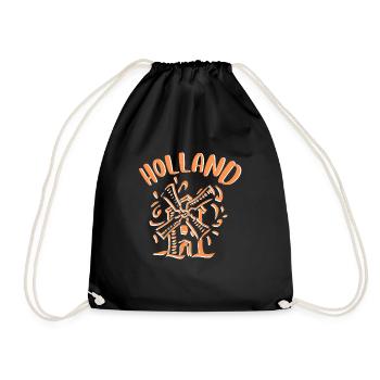 Netherlands Holland Windmill - Drawstring Bag - black - Front