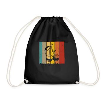 Idée de cadeau sain rétro pour les amoureux des fruits de cerise - Sac de sport léger - noir - Devant