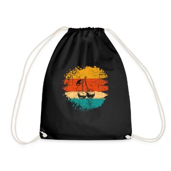 Cherry Fruit Lover Retro Healthy Gift idea - Drawstring Bag - black - Front