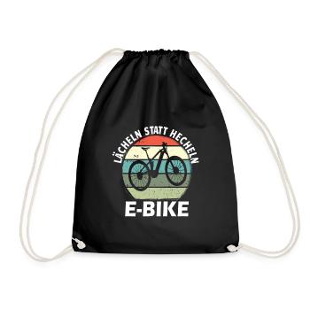 Lächeln Statt Hecheln Fahrrad E-Bike Biker - Turnbeutel - Schwarz - Vorne