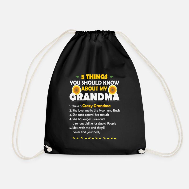 5 Things You Should Know About My Grandma Grandma - Drawstring Bag - black