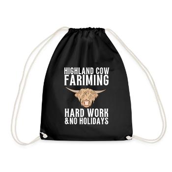 Highland Cow Breeder Scottish Cattle Hairy Cow - Drawstring Bag - black - Front