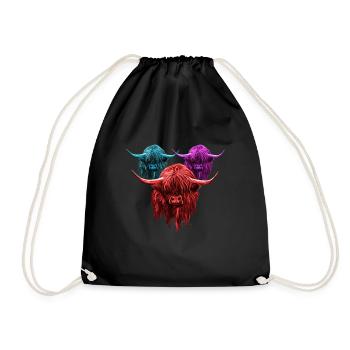 Highland Cow Breeder Scottish Cattle Hairy Cow - Drawstring Bag - black - Front
