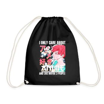 Anime Boy Ich kümmere mich nur um Anime und mag vielleicht 3 - Turnbeutel - Schwarz - Vorne