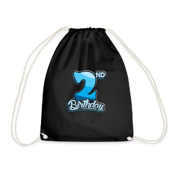 2nd Birthday Kids Toodler Second Birthday - Drawstring Bag - black - Front