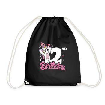 2ème anniversaire Enfants Licorne Toodler Deuxième - Sac de sport léger - noir - Devant
