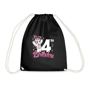 4th Birthday Kids Unicorn Toodler Four - Turnbeutel - Schwarz - Vorne