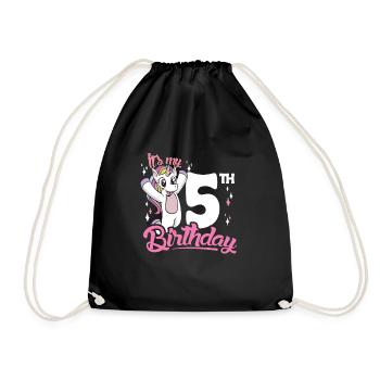 5e anniversaire Enfants Licorne Toodler Five - Sac de sport léger - noir - Devant