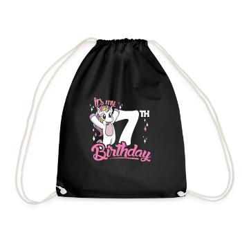 7e anniversaire Enfants Licorne Toodler Seven - Sac de sport léger - noir - Devant