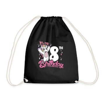 8e anniversaire Enfants Licorne Toodler Eight - Sac de sport léger - noir - Devant