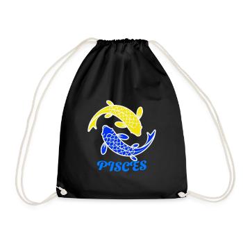 PISCES ZODIAC SIGN APPAREL DESIGN - Drawstring Bag - black - Front