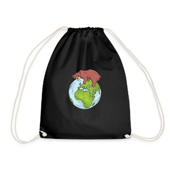 Earth Day Cute Bear loves world - Turnbeutel - Schwarz - Vorne