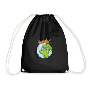 Earth Day Cute Dog loves world - Turnbeutel - Schwarz - Vorne