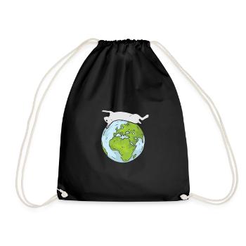 Earth Day Cute Rabbit loves world - Turnbeutel - Schwarz - Vorne