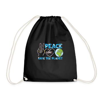 Peace Love Save Our Planet Earth - Turnbeutel - Schwarz - Vorne