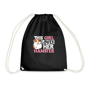 This Girl Loves Hamster Owner Saying - Drawstring Bag - black - Front