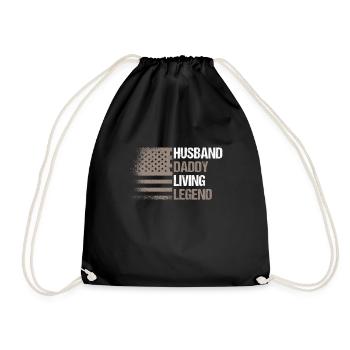 USA Flag Husband Daddy Living Legend - Turnbeutel - Schwarz - Vorne