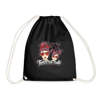 Twice as Cute Daughter Mom Sunglasses Headband - Drawstring Bag - black - Front