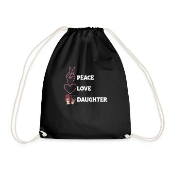 Peace Love Mom Daughter Sunglasses Headband - Drawstring Bag - black - Front