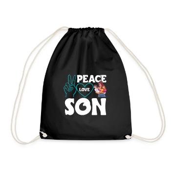 Peace Love Mom Son Boy - Drawstring Bag - black - Front