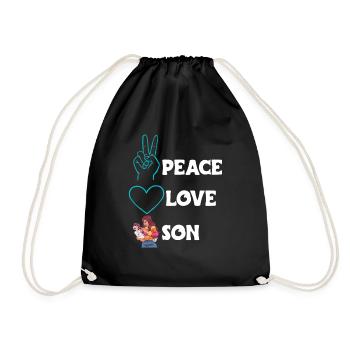 Peace Love Mom Son Boy - Drawstring Bag - black - Front