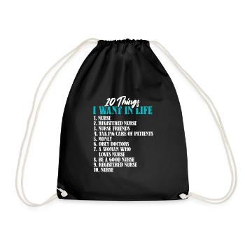 10 choses Infirmière Compétences de vie Soins infirmiers - Sac de sport léger - noir - Devant